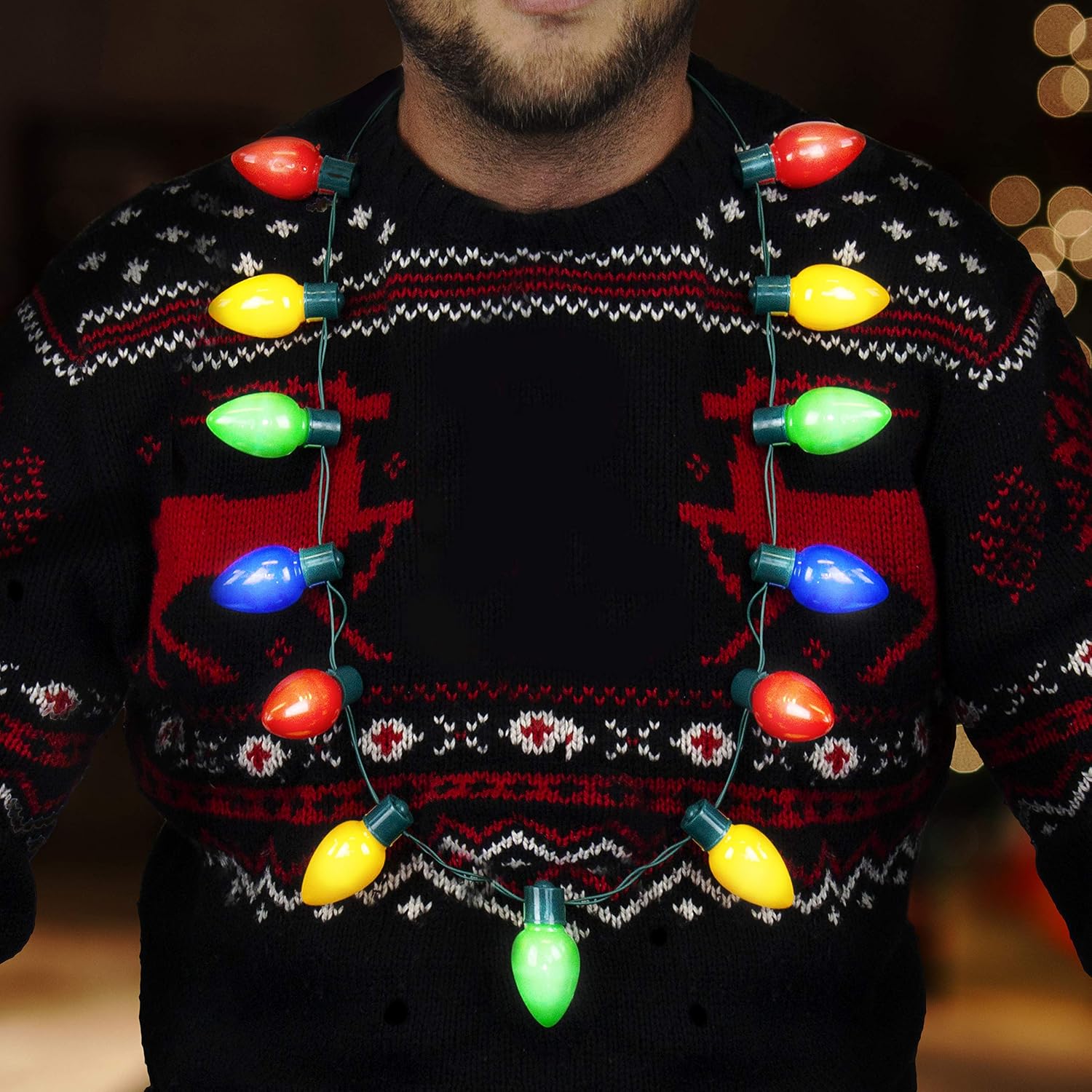 Gift Republic Festive Lights Necklace, Colourful Flashing Christmas Light-Up Necklace - Image 5