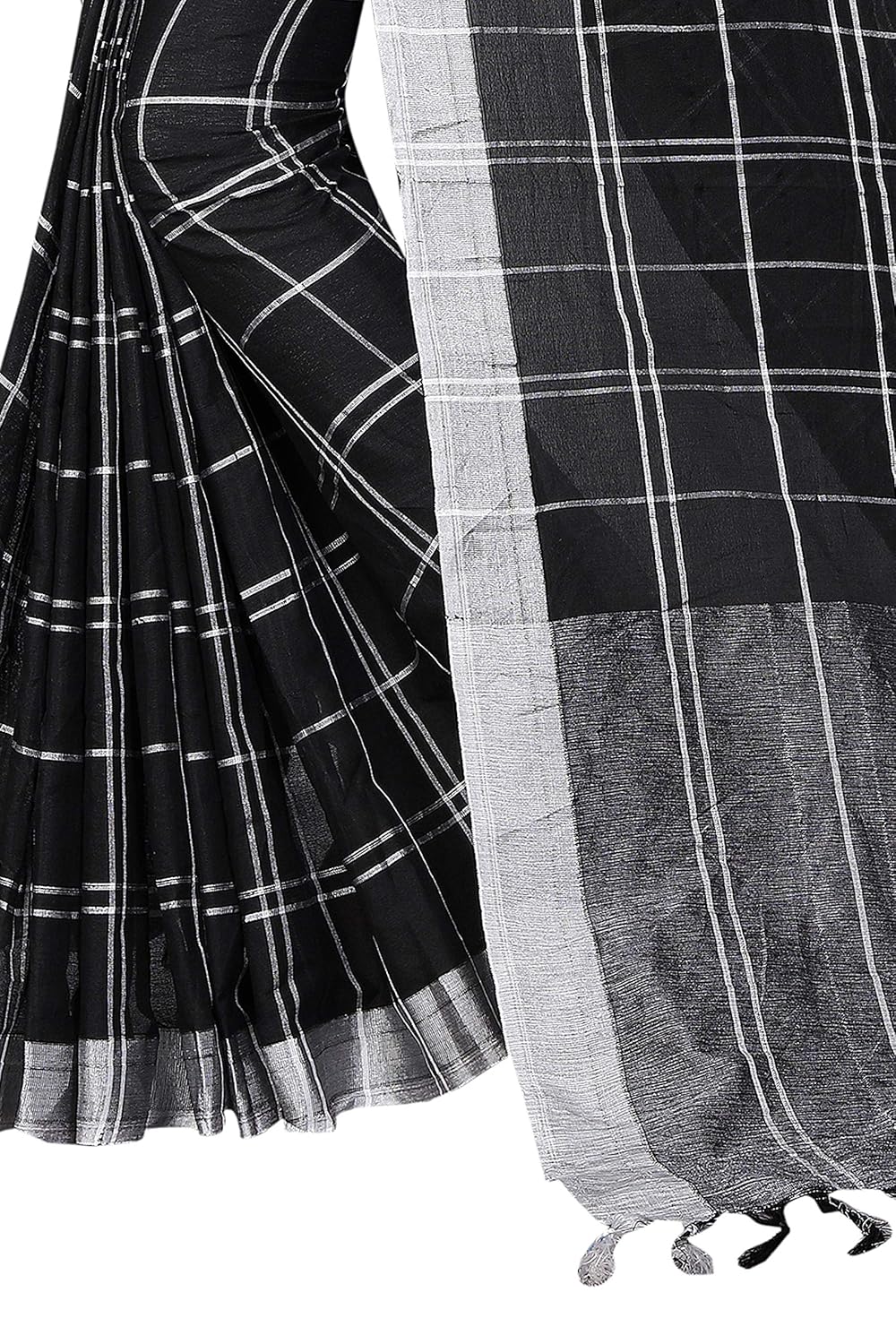 perfectblue women's linen saree with blouse piece (linenmaxvariation)