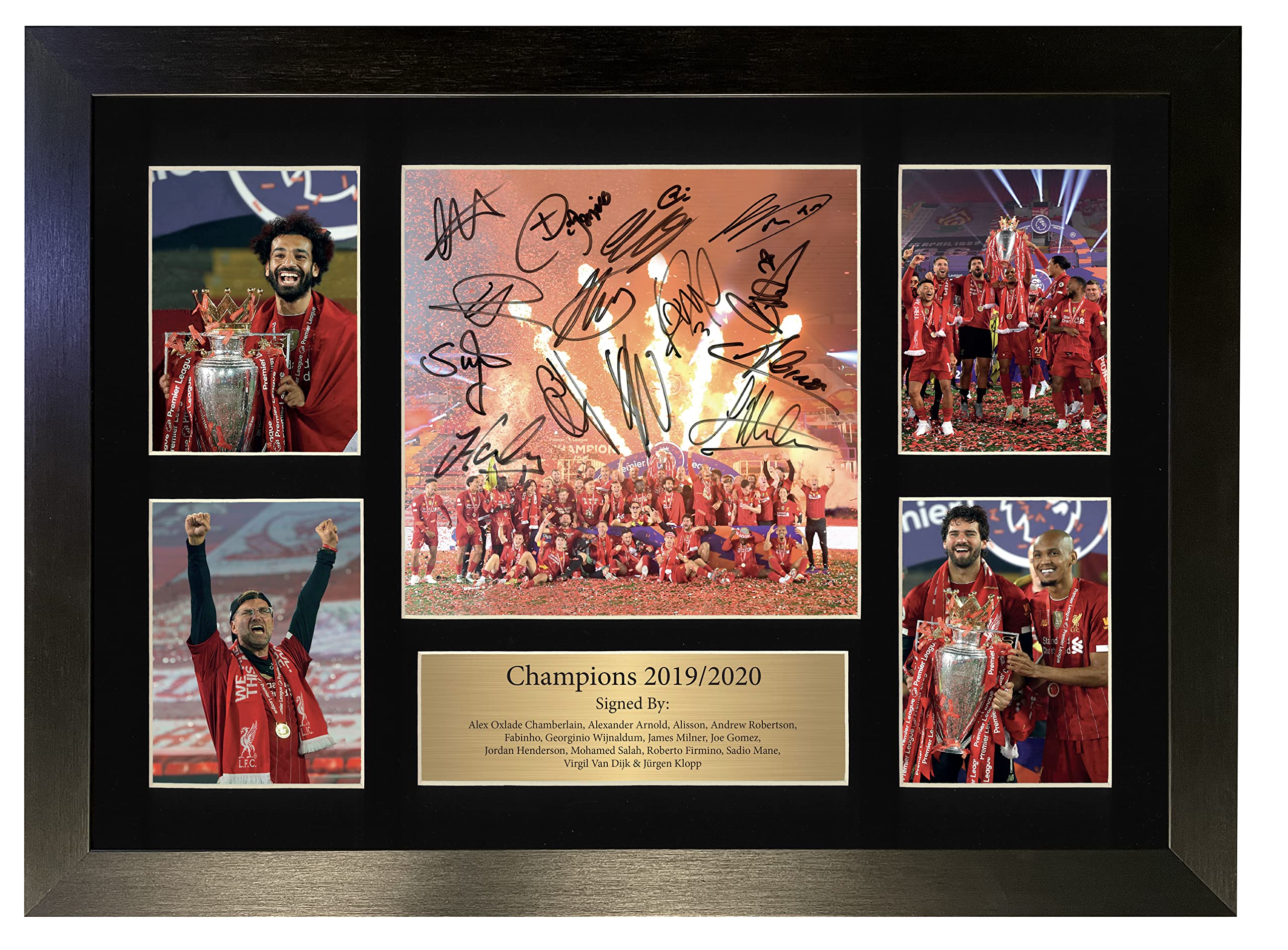 Liverpool Autograph Print Premier League Champions 2019/2020 Poster Display Signed A3 (Frame Size 460 x 340mm) Printed Photo Picture Football Gifts No117, Black