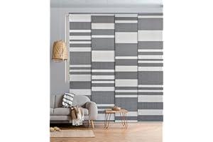 GoDear Design Adjustable Sliding Glass Door Blinds 45.8"- 86" W x 96" H, Panel Track Blinds for Window, Vertical Room Divider, Closet Door, Trimmable Rondom Stripes Woven Fabric Panel Curtain, Shadow