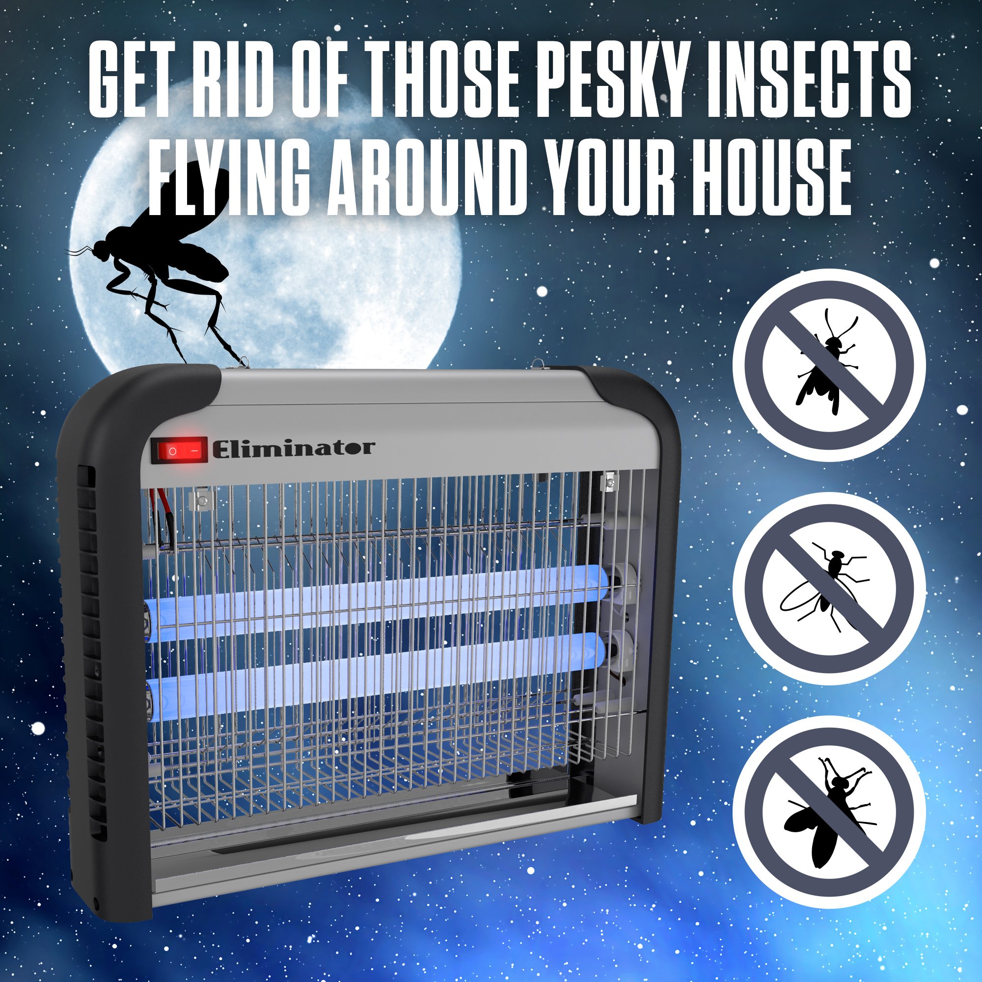 Eliminator Electronic Fly and Bug Zapper – 20 Watts, Protects 5,000 Sq. Ft. / Exterminates All Insect Pests - For Residential, Industrial and Commercial Use
