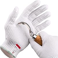 NoCry Cut Resistant Protective Work Gloves with Rubber Grip Dots. Tough and Durable Stainless Steel Material, EN388…