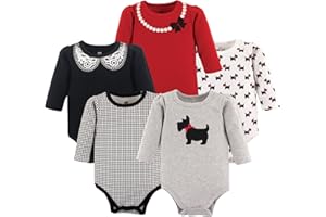 Hudson Baby baby-girls Cotton Long-sleeve Bodysuits 5-pack