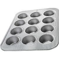 USA Pan Bakeware Cupcake and Muffin Pan, Nonstick Quick Release Coating, 12-Well, Aluminized Steel