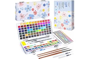 Caliart 128 Colors Watercolor Paint Set Portable, for Adults Artists Professionals Teen Girls Boys Beginners, Art Supplies Watercolor Painting Kit Sketch Coloring Drawing Christmas Gifts