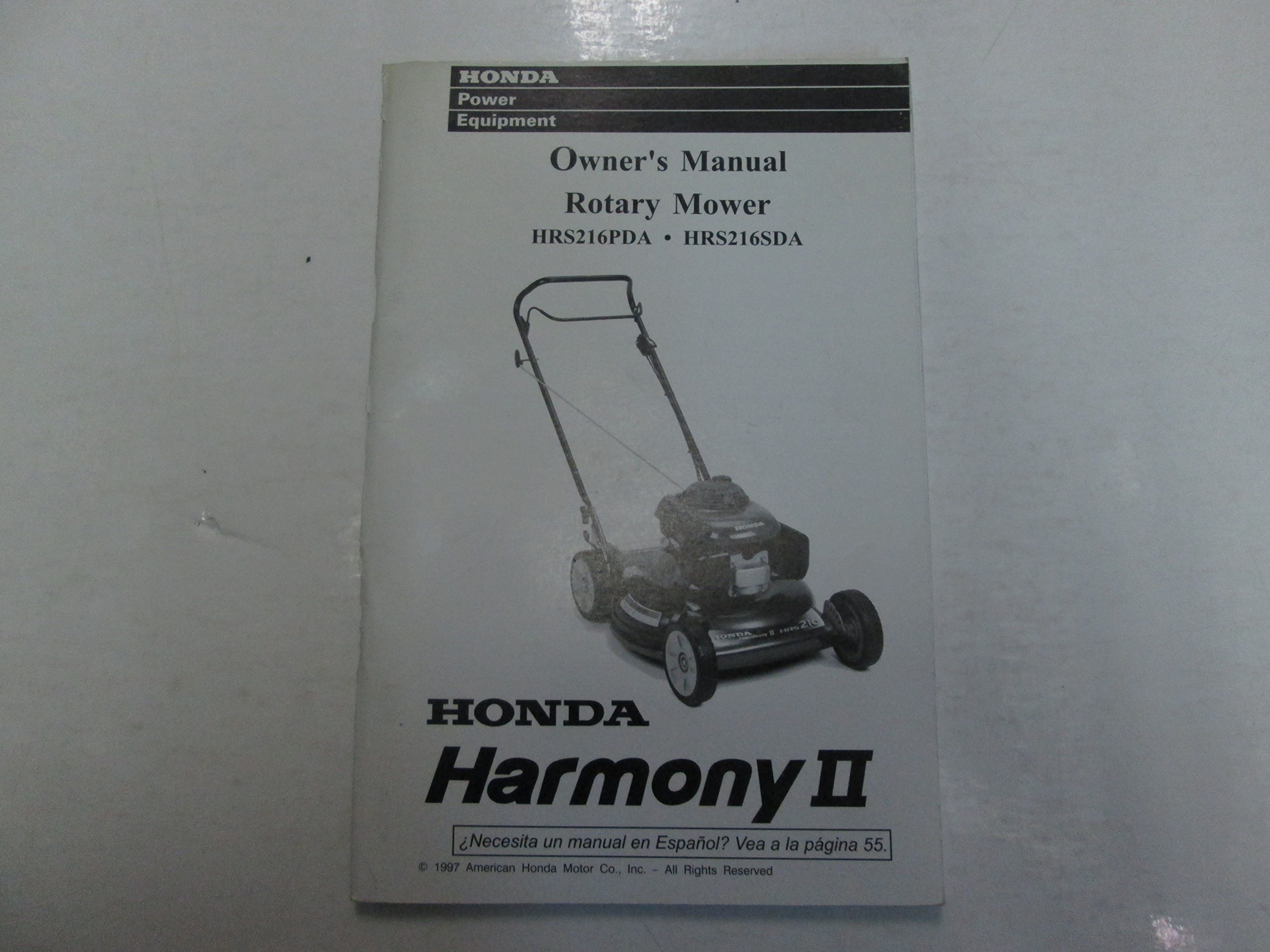 1998 Honda HRS216PDA HRS216SDA Harmony II Rotary Mower Owners Manual STAINS  WORN Paperback – 1997