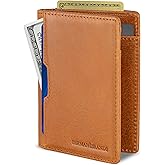 SERMAN BRANDS Wallets for Men Slim Mens leather RFID Blocking Minimalist Card Front Pocket Bifold Travel Thin