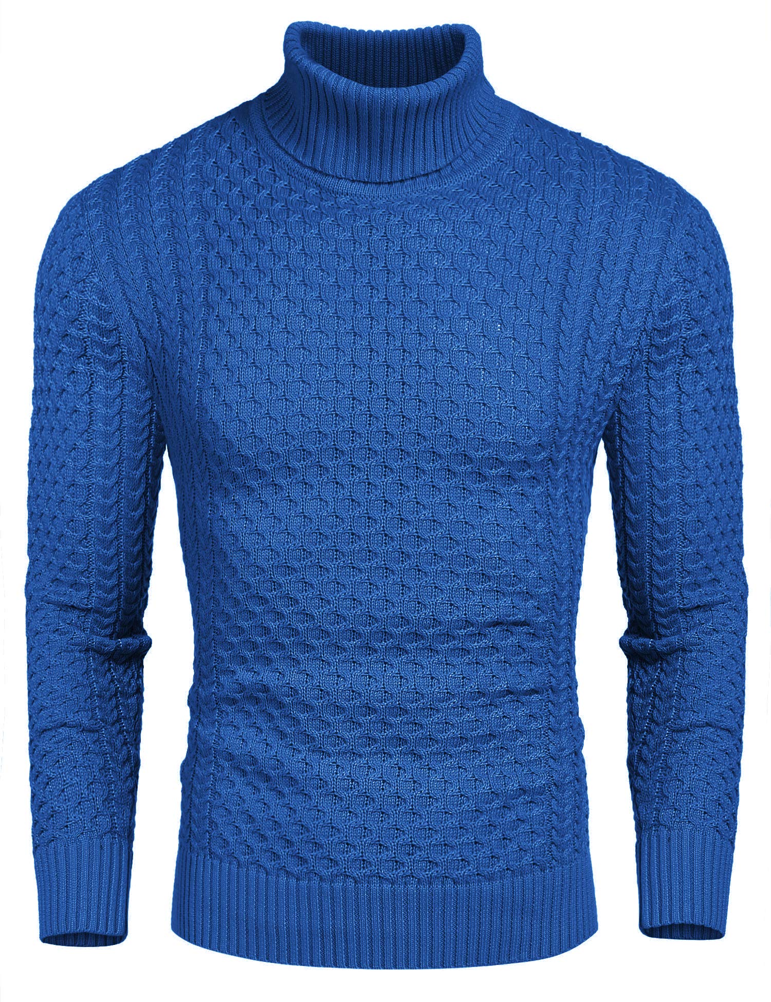 COOFANDYMen's Slim Fit Turtleneck Sweater Casual Knitted Twisted Pullover Solid Sweaters