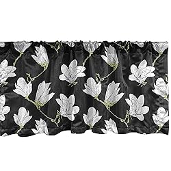 Ambesonne Magnolia Window Valance, Hand Drawn