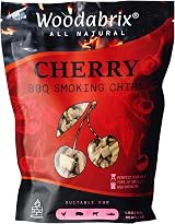 Woodabrix Cherry Wood Chips 800g for Charcoal Gas BBQ Smoker 100% Natural