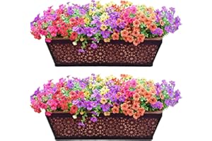XXFBJNMD 2 Pack 24 Inch Window Boxes Planters with Coco Coir Liner Metal Hanging Flower Planter Window Basket Deck Railing Planter Boxes for Outdoor Indoor Lawn