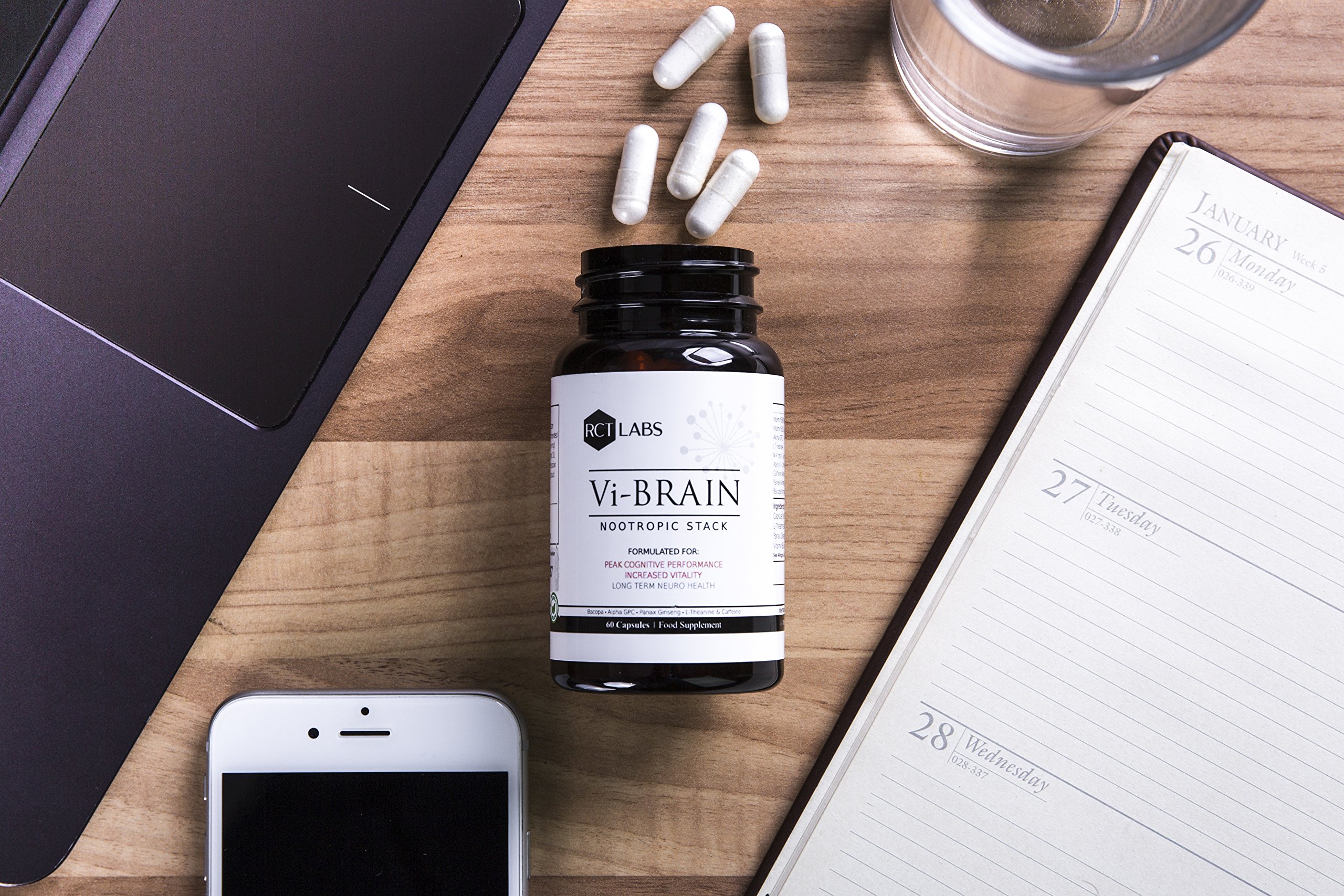 Vi-Brain Nootropic Focus Supplement - Daily Brain Food Providing Mental Stimulation and Stamina for Busy Professionals, Students & Athletes - Concentration Pills Nootropics Supplement - 30 Day Supply