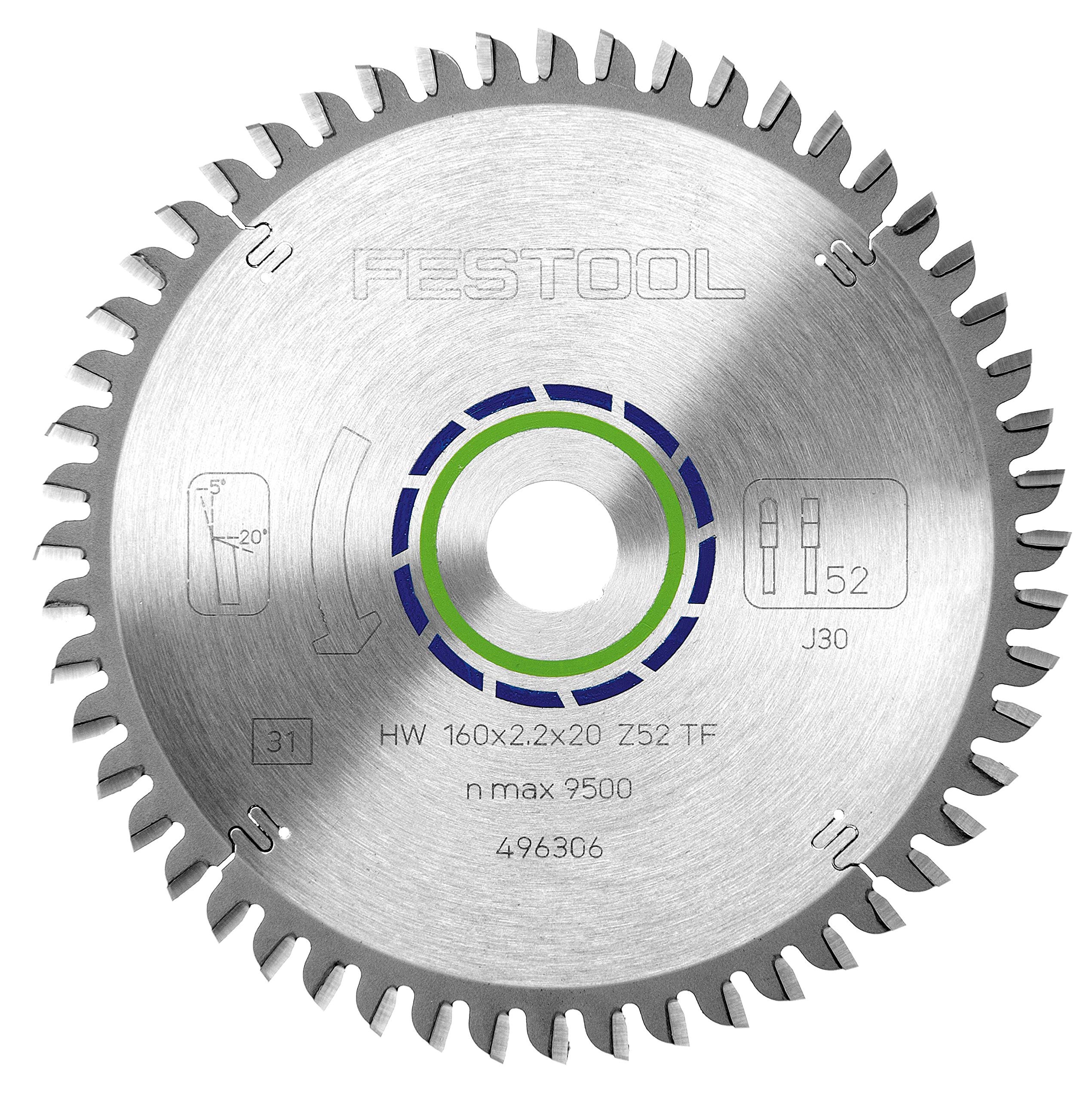 Festool Special Saw Blade, 160 x 2.2 x 20, 52 Teeth, Compatible with Wood, Aluminium, Engineered Wood