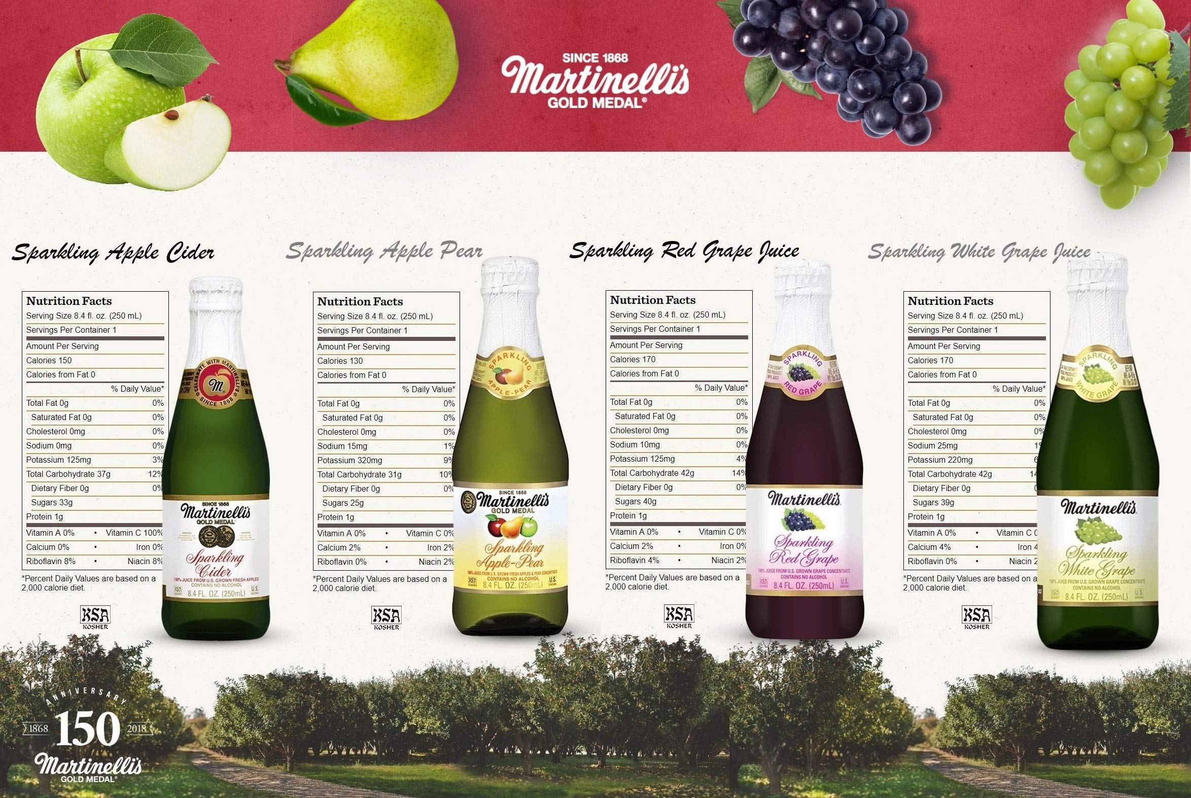 Martinelli's Sparkling Party Drinks, 4 Flavor Variety Pack, Apple