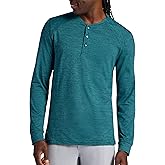 Gaiam Mens Commuter Long Sleeve Henley Shirt, Standard Fit, Stretch Midweight Material