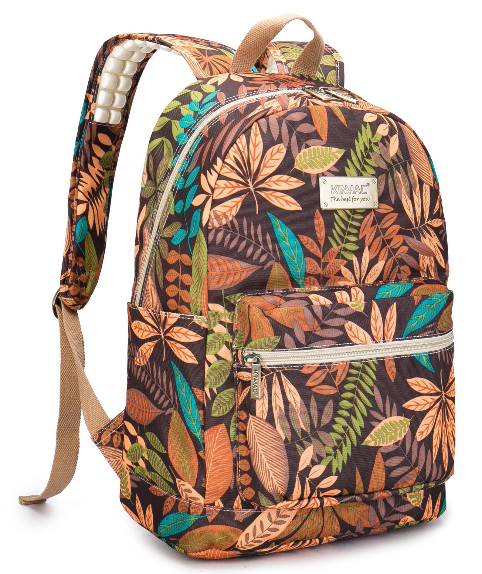 Kinmac Laptop Backpack with Massage Cushion Straps for Laptop Up to 15.6 inch Student Backpack Outdoor Backpack Travel Backpack 15 inch laptop backpack for Men and Women (Maple leaf coffee)