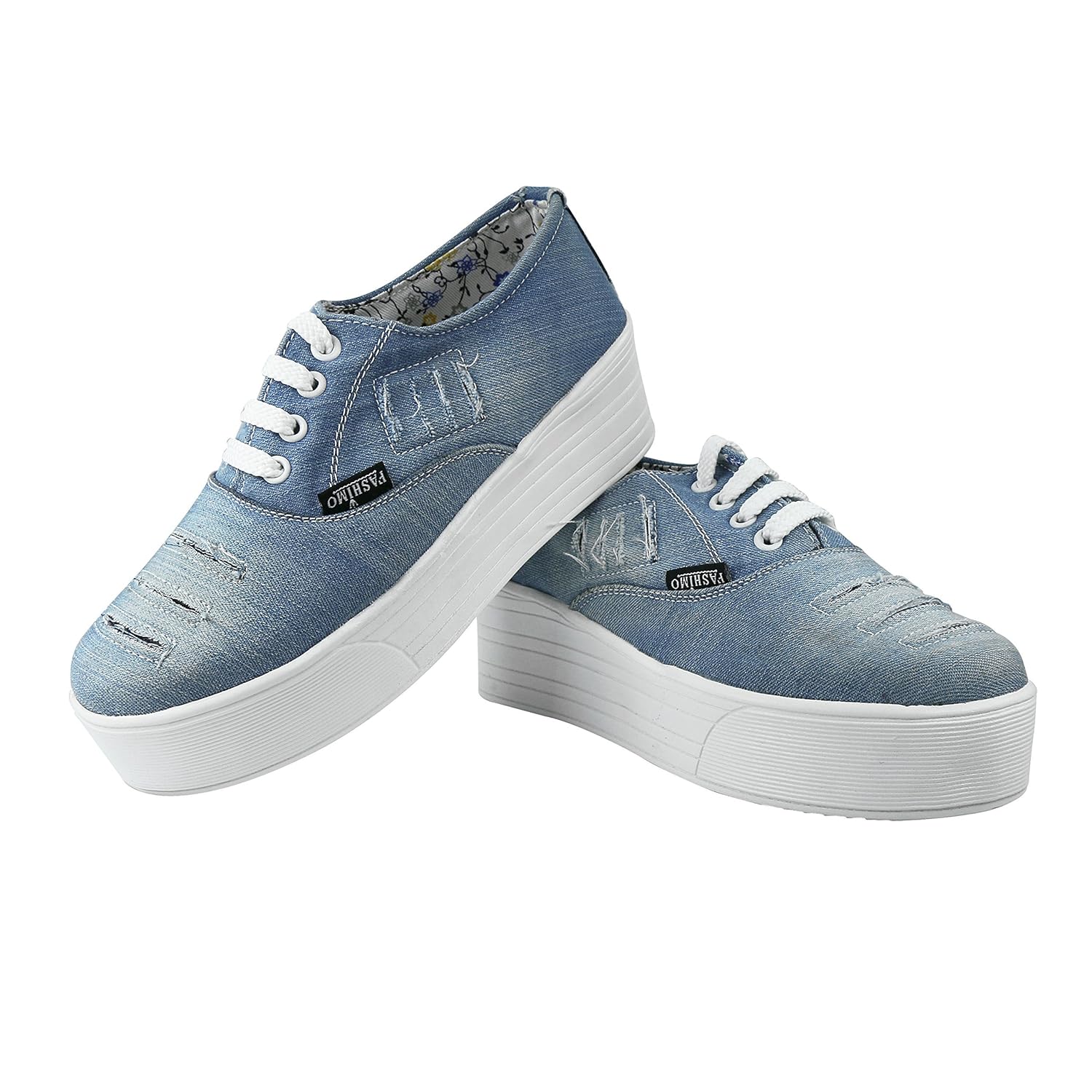 fashimo women blue denim casual shoes
