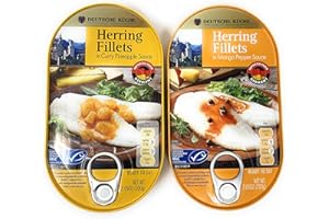 Deutsche Kuche Canned Herring Fillets, Curry Pineapple and Mango Pepper Sauce, 7.05 oz each, 2 pack