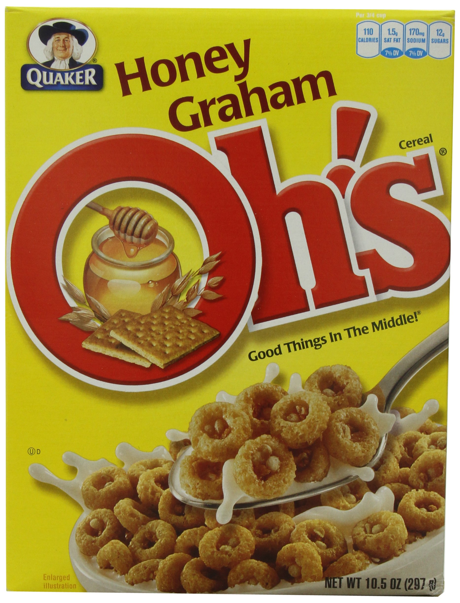 Quaker, Honey Graham, Oh's! Cereal, 10.5oz Box (Pack of 4