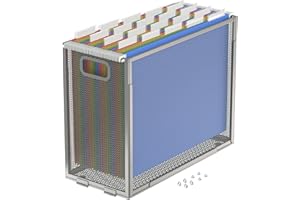 Oterri Hanging File Organizer, Metal File Organizer, Portable Desktop File Organizer for Letter Size Folder, Mesh Hanging File Crate for Office,Folders Not Included(Light Grey,1 Pack)