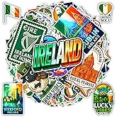 BETANAS 100 PCS Ireland Stickers Pack, Irish Travel Vinyl Waterproof Decals of Dublin Wexford Shamrock Clover Celtic Cross and Irish Culture Irish Heritage for Laptop Water Bottle Scrapbook Adult Gift