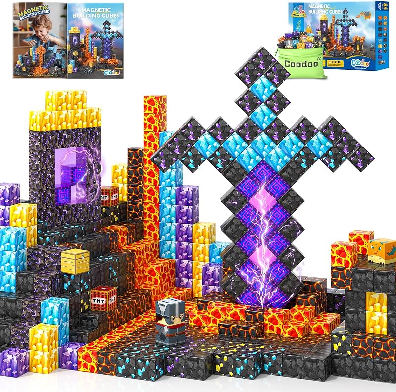 Coodoo Magnetic Blocks Build Mine Magnet World Magic Sword Set 84pcs