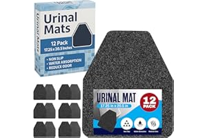 Houseables Urinal Mats, Urinal Mats for Men Bathroom, Floor Pads, Disposable Toilet Matt, for Pee, Commercial, Reusable, Urine, Splash Guard, Drip, Restroom, Mens Room, Large, Black, 17.25x20.5”, 12PK