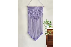 Winterdemoon Handmade Cotton Home Decor Macrame Wall Hanging Purple