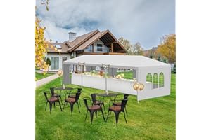 Usnipoya 10' x 30' White Gazebo Canopy Tent Featuring 5 Removable Sidewalls, Outdoor Tent with Transparent Windows, Ideal for Parties, Weddings, Birthdays, Events, Gatherings