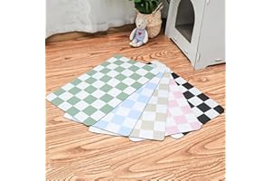 Ralxion Checkered Dog Feeding Mat, Absorbent Mats for Dog Food and Water Bowl, Dispenser, Retro Modern Aesthetic Sage Green Checkerboard Pet Placemat for Dogs, Cats, Puppy Accessories, 12" X19”