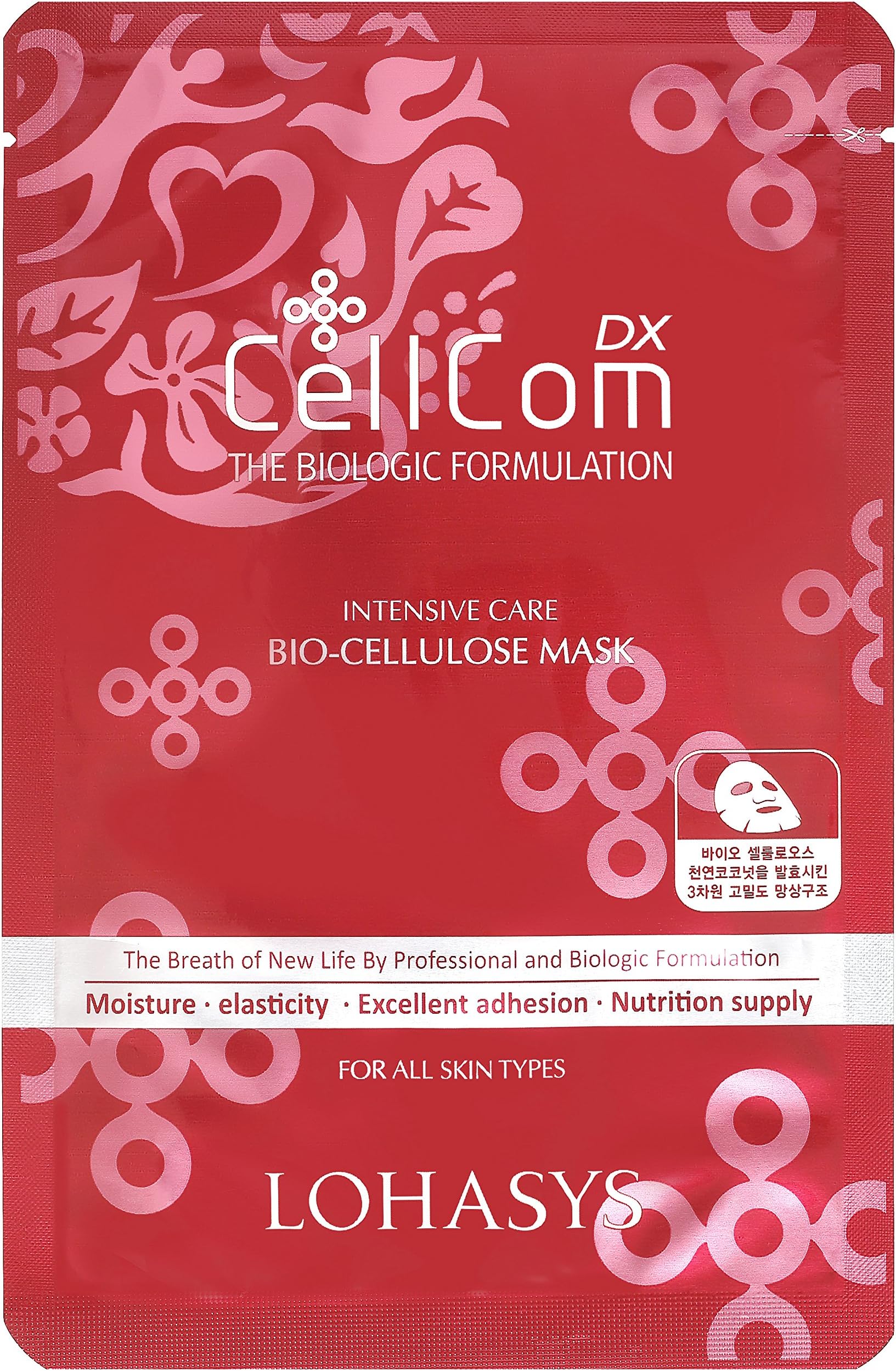 LOHASYS CellComDX Intensive Care Bio Cellulose Full Facial Mask Sheet 25g Korean Essence 5pcs