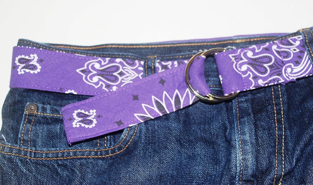 Bandana Dring Belt made with actual Bandanas. Purple. XX