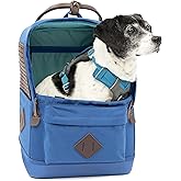 Kurgo Nomad Carrier Backpack - Airline Approved Dog Bag for Travel - Stylish Pet Backpack with Waterproof Bottom - Lightweight for Hiking - Small Breed Dog Carrier with Tablet Sleeve - Blue