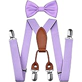 Branduce Adjustable Baby Boy Pre-tied Bow Tie and Suspenders Set Kids Y Back Suspenders with 4 Strong Clips