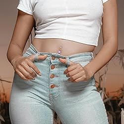 BSJ4U Gold Belly Button Ring Dangle Navel Piercing