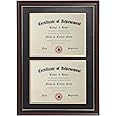 ELSKER&HOME Double Diploma Frames 14x20 for Two 8.5x11 Diplomas, Certificates,Degrees, Documents, Cherry Color Golden Rim for Dual Diploma/Certificate/Document Frame for Two 8.5x11 Inch with Mat