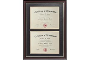 ELSKER&HOME Double Diploma Frames 14x20 for Two 8.5x11 Diplomas, Certificates,Degrees, Documents, Cherry Color Golden Rim for Dual Diploma/Certificate/Document Frame for Two 8.5x11 Inch with Mat