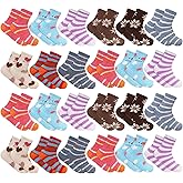 Suhine 48 Pairs Bulk Womens Fuzzy Socks Assorted Slipper Socks Warm Winter Socks Fluffy Socks Soft Socks Bed Comfy Socks Plush Sleeping Socks for Women Home Sleep Gifts