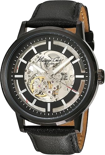 Amazon Com Kenneth Cole New York Men S Kc1632 Skeleton Dial Automatic Analog Leather Strap Watch Kenneth Cole Watches