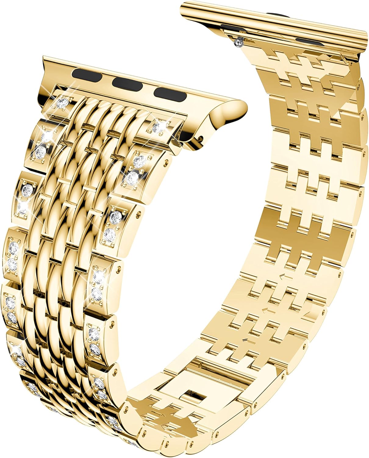 SEMILU Compatible with Apple Watch Band 42mm 44mm,Crystal Rhinestone Replacement Strap Compatible with iwatch SE Series 6 5 4 3 2 1-42/44mm Gold