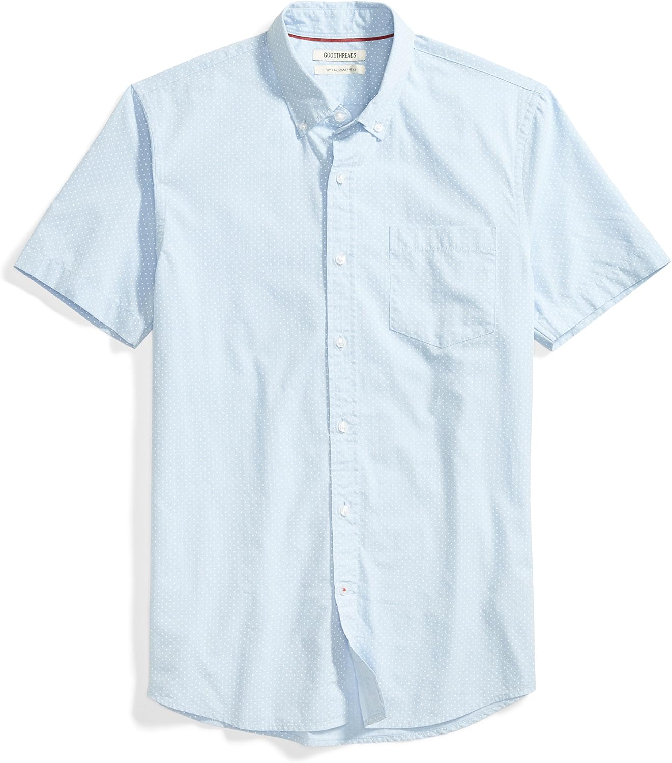  Brand - Goodthreads Men's Slim-Fit Short-Sleeve Printed Poplin Shirt: Clothing