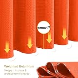 Waterproof Narrow Shower Curtain 92x182cm Orange with Hooks view 6