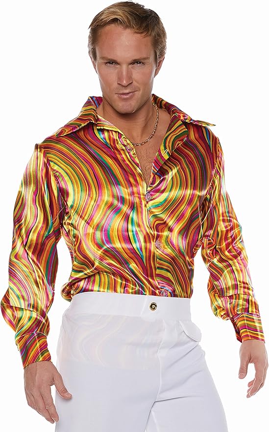 Underwraps Disco Mens Adult Multi Colored Swirl 70S Costume
