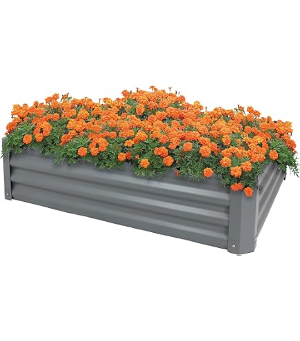 Amazon.com: Sunnydaze Galvanized Steel Raised Garden Bed, Gray