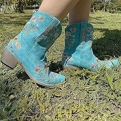 Hbeylia Cowboy Boots For Women Vintage Embroidery