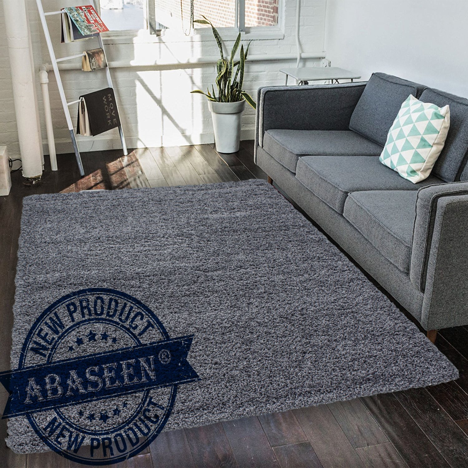 Abaseen Small Large Shaggy Modern Rug in 12 Different Colour and 4