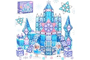 TIKTILES Magnetic Tiles Building Toys Set with 2 Dolls, Princess Castle Magnetic Blocks for Kids Ages 3-5 4-8, STEM Educational Sensory Magnet Toys Birthday Gifts for Toddlers Girls Boys