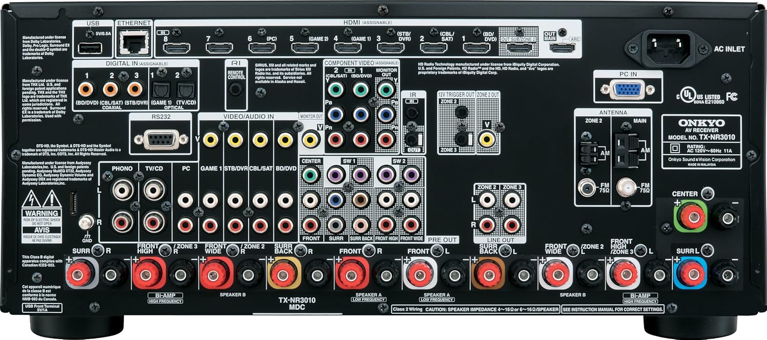 Amazon.com: Onkyo TX-NR3010 9.2-Channel THX Certified Network A/V Receiver  (Black): Electronics