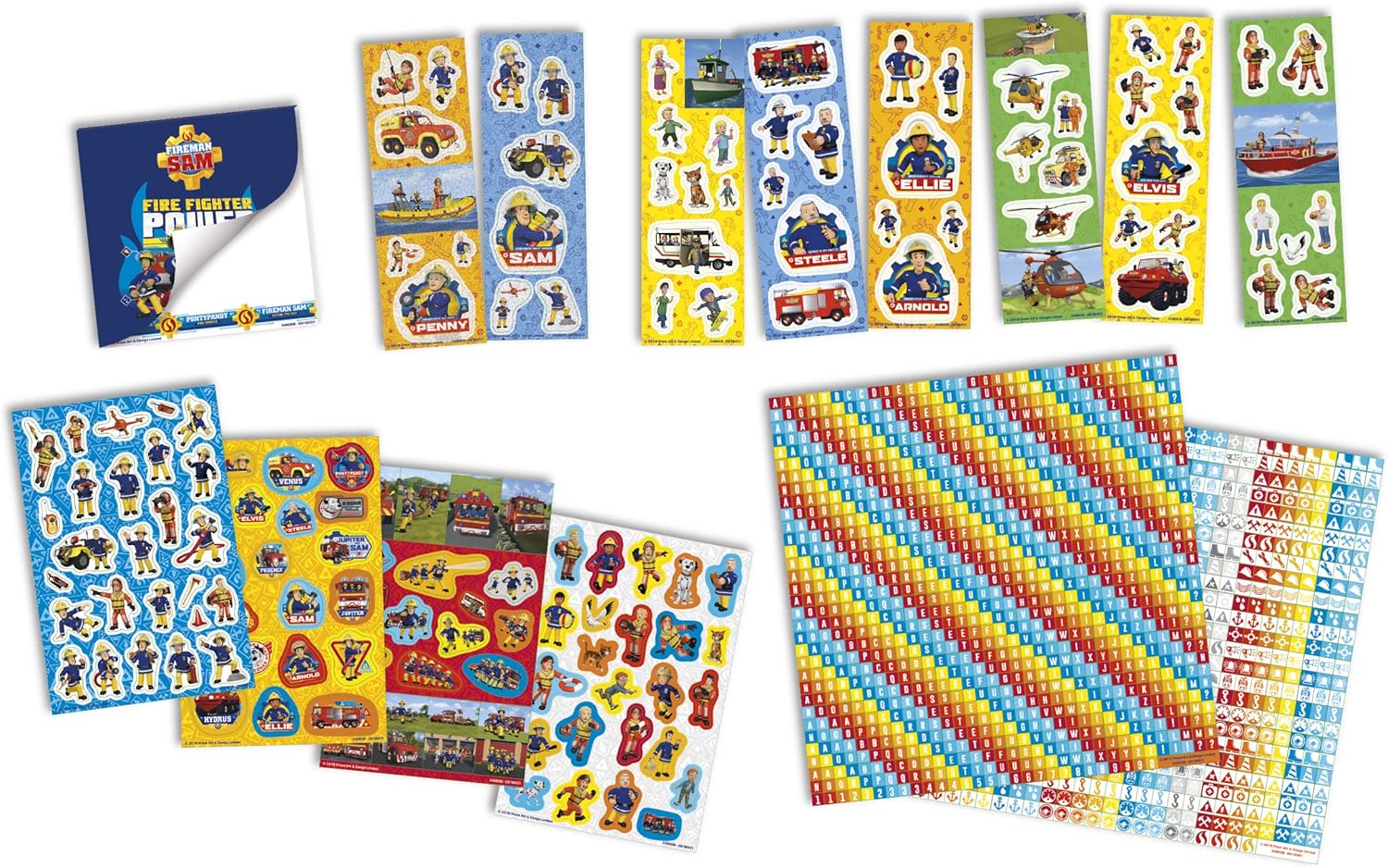 Totum Creative Kit - Fireman Sam - Sticker Box 12R+2S+Bookl - Box of Stickers Over 1000 with Notebook, Multicolored
