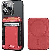 Upgraded for Magsafe Wallet, Strongest Magnetic Wallet for iPhone 17/16/15/14/13/12 Series, Magnetic Card Holder with 2 Card Slots, RFID Blocking, Vegan Leather, Fit 7 Cards, Red